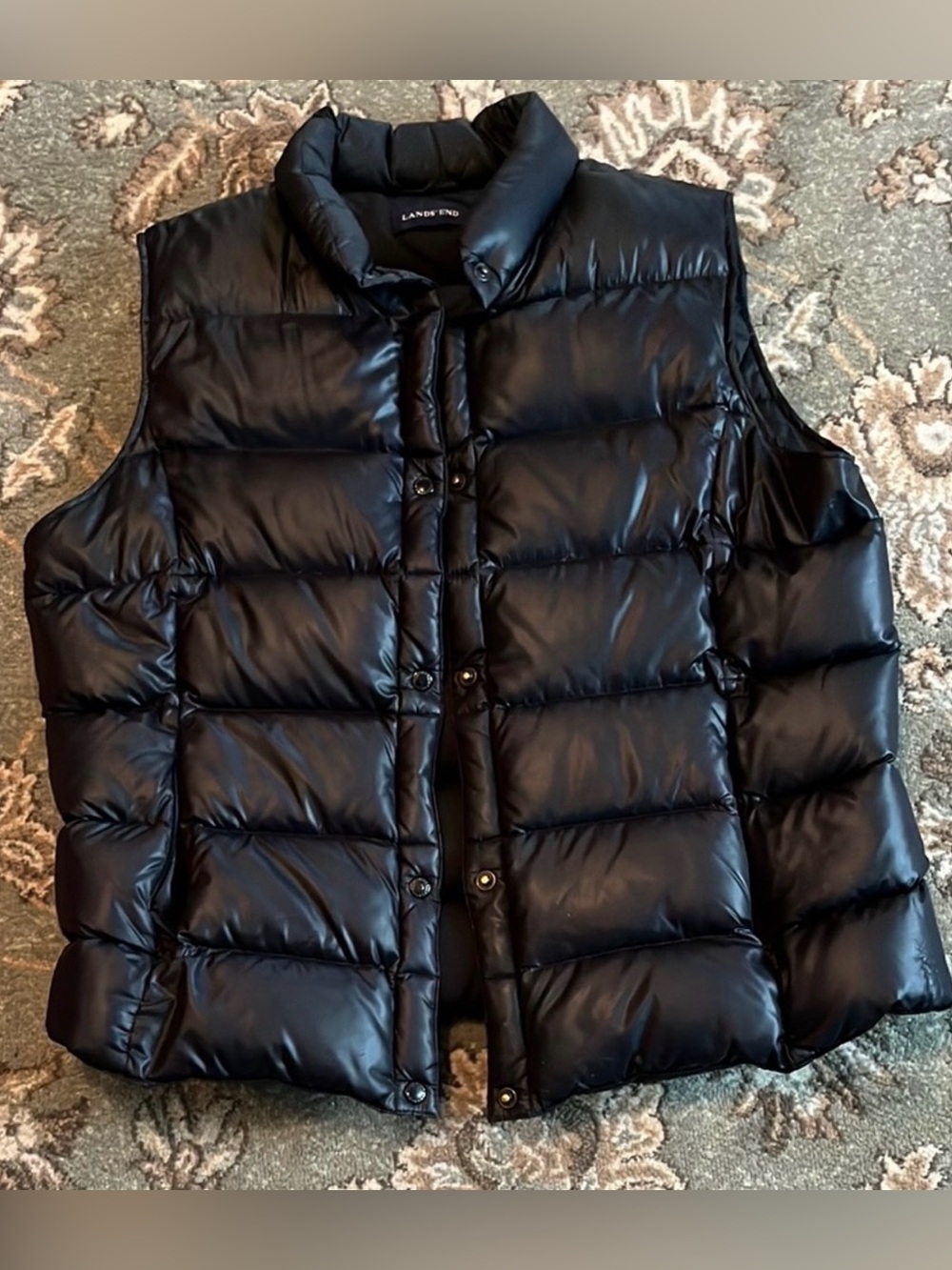 Lands' End Quilted Black Down Vest